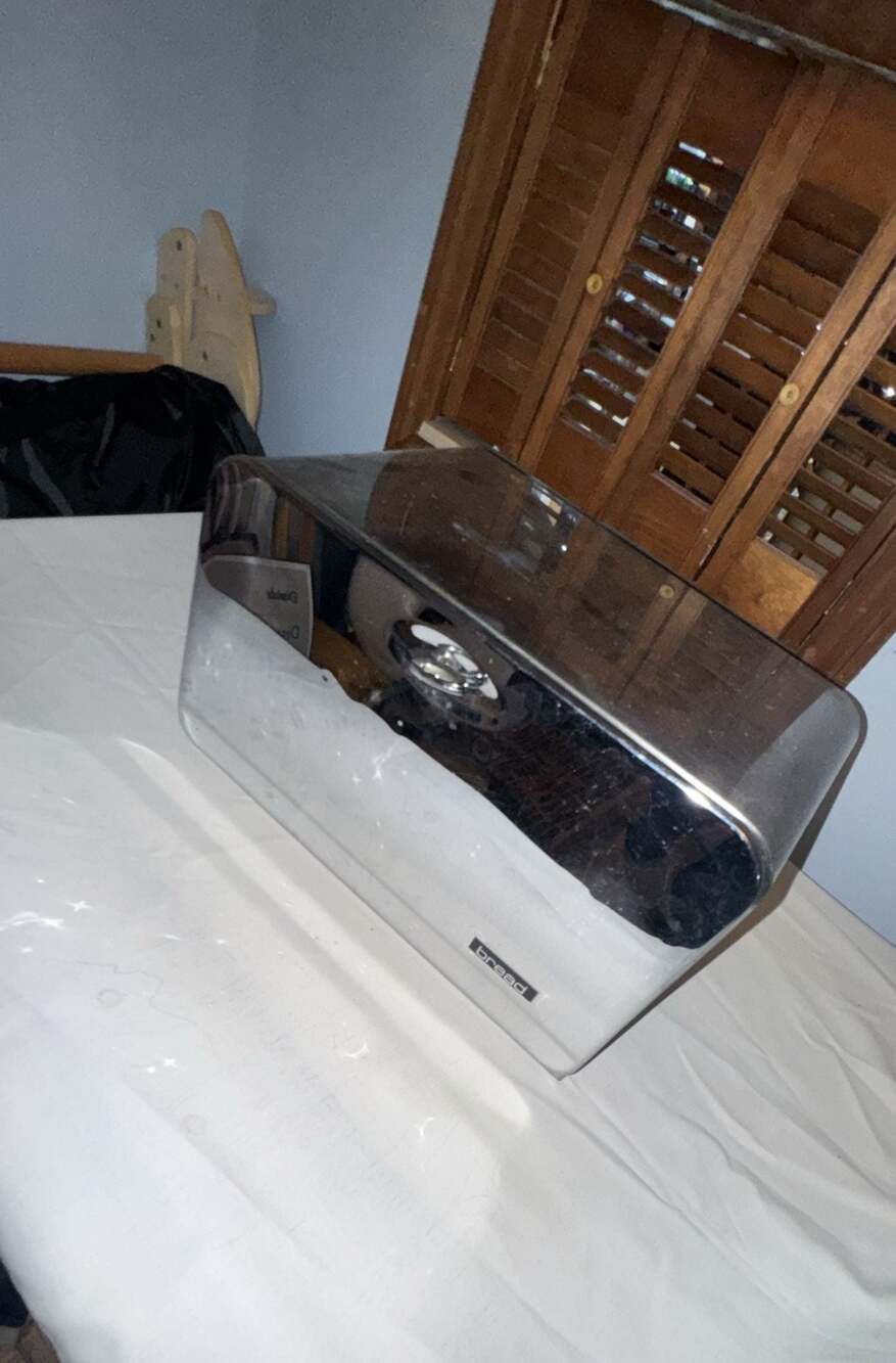 Vintage Pantry Queen Chrome Bread Box w/ Wooden Cutting Board Lid and Shelf